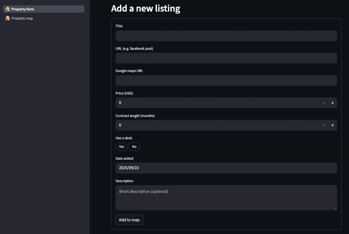 Property Form Streamlit