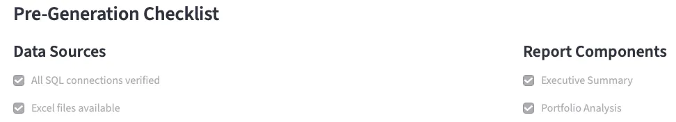 Report generator - checklist