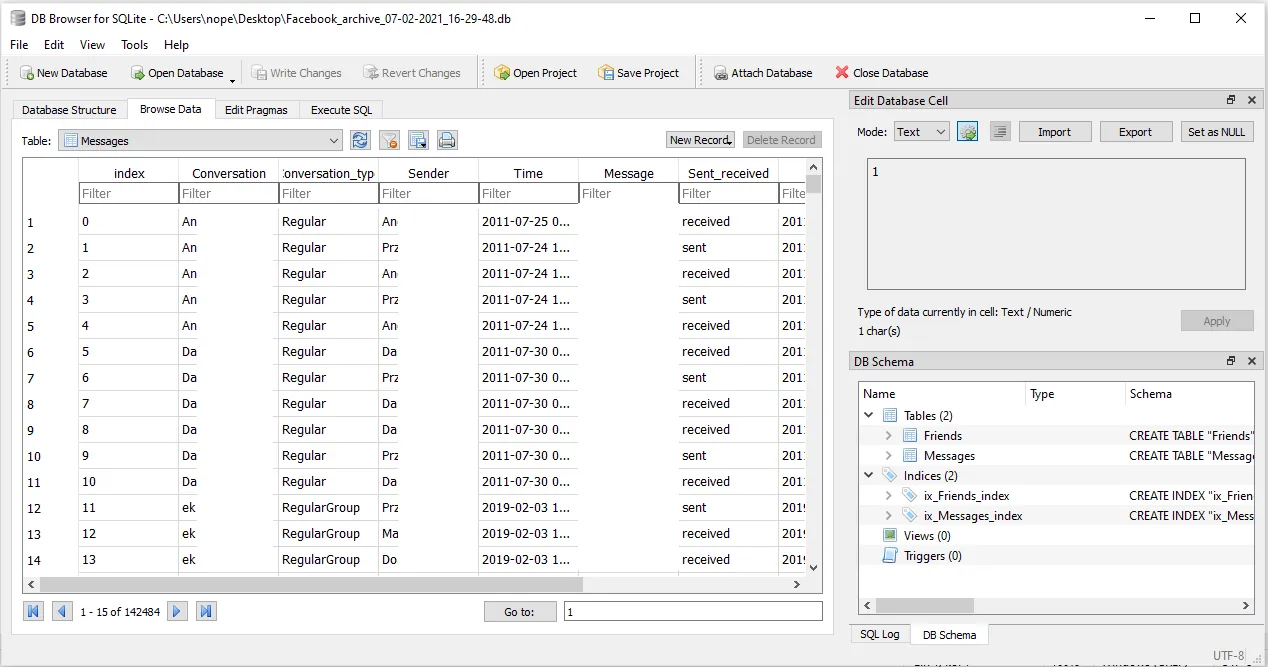 DB Browser for SQLite UI